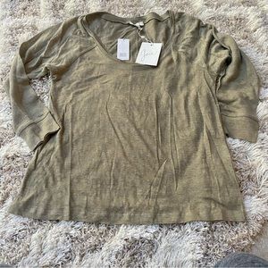 Joie 100% Linen 3/4 Length Sleeve Raw hem Blouse Top Small
